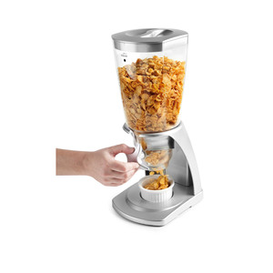 Dispenser per Cereali a Forma di Fiore in Plastica Trasparente con Base in Metallo per Conservazione in Cucina - Product Image 2