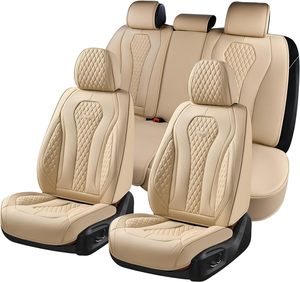 Universal Custom Nappa Leather Full <b>Set</b> Car Seat Covers <b>Waterproof</b> Breathable Luxury Sports Car Seat Cover - Product Image 6