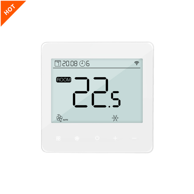 230V Flush Mounted Touch Programmable 2/4 Pipe  Modbus FCU Thermostat