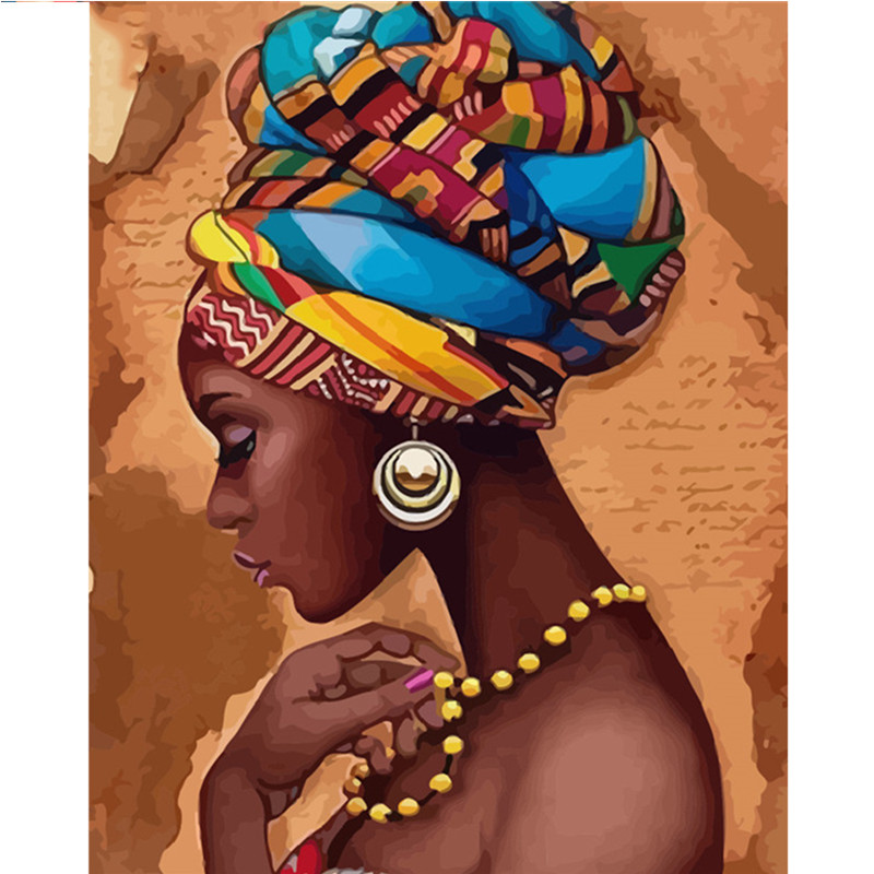 Peintures par numéros Figure africaine Sexy femmes bricolage photos peinture à l'huile par numéros ensemble cadeau coloriage par numéros toile mur