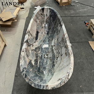 <span class=keywords><strong>Baignoire</strong></span> ovale autoportante en marbre Landerstone Modellato, pierre naturelle, pour maison et villa, <span class=keywords><strong>baignoire</strong></span> en marbre sur mesure - Product Image 4