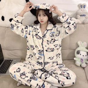 Pigiama in pile caldo invernale vestito da <span class=keywords><strong>notte</strong></span> in pile peluche abbigliamento per la casa ispessito Set <span class=keywords><strong>di</strong></span> pigiami in pile - Product Image 4