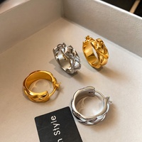Boucles d'oreilles créoles en tungstène à motif diamant, style Heavy Metal européen et américain, pour femme, sensation de luxe léger, nouveau modèle 2025