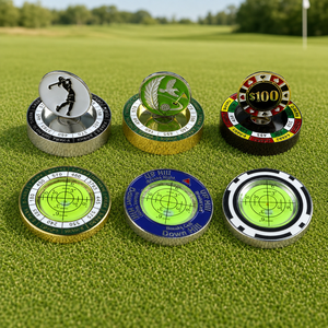 Niveau à bulle en métal pour green de golf avec logo personnalisé, aide au putting, outil d'entraînement de golf, cadeau de tournoi, vente en gros OEM, fabricant - Product Image 1