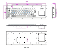 Clavier mécanique filaire KMY KMY299G 392*110mm avec pavé tactile intégré, montage sur panneau pour ordinateur, provenant de Guangdong