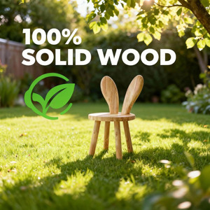 Cute Design Rabbit Ear Shaped Hardwood Walking Chair Kindergarten Children's Dining Chair Solid Classroom Chair - Product Image 4
