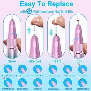 Taladro de Uñas Profesional Recargable de Alta Capacidad, 40000 RPM, Kit de Manicura Eléctrico Portátil para Uso en Salón y Hogar, Hecho de Plástico - Product Image 6