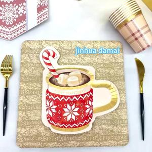 DAMAI in Stock Christmas Paper Plates Cup Shape Disposable Plates Christmas Table Decorations Holiday Xmas Dinner Plates Party - Product Image 2