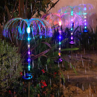 Lampes solaires à fleurs étanches double couche Lampes solaires à méduses décoratives à fibres changeantes de 7 couleurs pour la cour