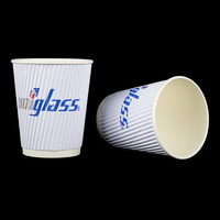 Gobelets à café en papier ondulé jetables écologiques imprimés sur mesure avec couvercles pour l'emballage à emporter d'espresso chaud et de latte