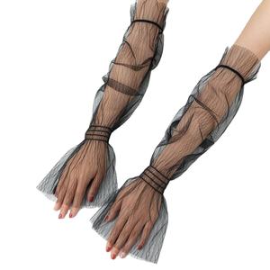 Nouvelle mode voile noir dentelle gants de conduite femmes respirant été long élégant Floral Protection UV Spandex/Polyester mariée - Product Image 6