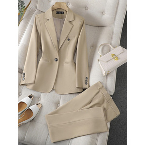 Women's Light Blue Two-Piece Suit Set Full Sleeve Formal Workwear Autumn Commute Interview Solid Color Ly8512 - Product Image 2