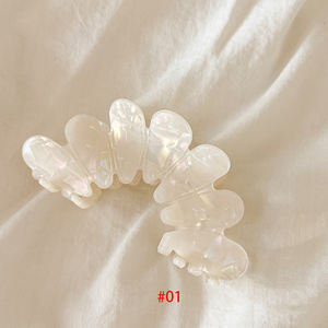 Clip de tiburón de acetato de concha de tortuga con estampado de temperamento curvo de ácido acético Vintage francés, accesorio de belleza de moda para mujer - Product Image 4