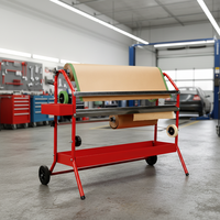 EVER-LEADING LD-AU5002B Chariot professionnel en métal double couche de 36 pouces pour papier de masquage avec double coupeur et plateau de rangement pour garage