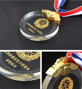 Adesivo personalizado de esporte de corrida para maratona, esporte de cristal faça você mesmo, presente especial de medalha, troféu