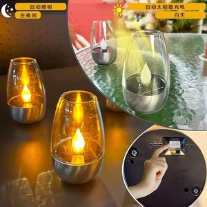 Lámpara de Vela Simulada con Energía Solar, Impermeable para Exteriores, Decorativa para Jardín, Luz Nocturna, Luz Ambiental para Mesa de Vino - Product Image 1