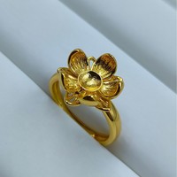 Bague personnalisée en acier inoxydable plaqué or avec plateau fleur, réglable, ornée de perles et de pierres précieuses, pour femme