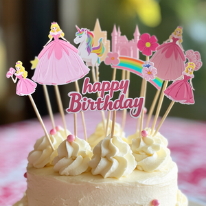 Principessa castello tema Cupcake Topper bambini <span class=keywords><strong>festa</strong></span> di <span class=keywords><strong>compleanno</strong></span> decorazioni torta ragazza bomboniere cartone animato 24 pz personalizzato - Product Image 3