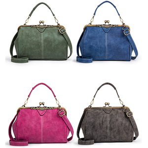 Nouveau Vintage chic Pu sacs à main rétro baiser serrure unique épaule sacs à bandoulière femmes en cuir mat britannique rétro <span class=keywords><strong>sac</strong></span> de messager - Product Image 6