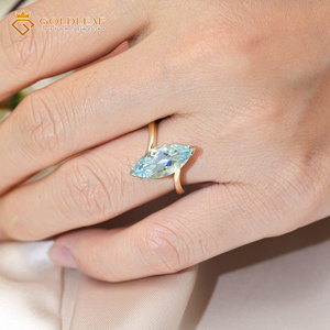 Goldleaf Custom 14K Gold Marquise Cut Lab Grown Sapphire Ring Prong Setting Classic Style for <b>Gift</b> Daily Anniversary - Product Image 2