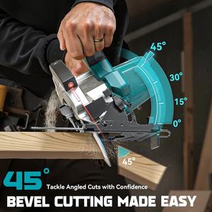 <span class=keywords><strong>Sierra</strong></span> <span class=keywords><strong>Circular</strong></span> Inalámbrica MARS de 7-1/4 Pulgadas, Compatible con Batería de 18 V, Guía Láser Eléctrica, 2 Hojas (24T/40T), Corte en Ángulo de 0-45 Grados - Product Image 6