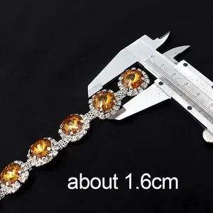 Gargantilha com corrente de cristal com strass e strass, novidade de 1.6cm, gargantilha com strass para sapatos e roupas, E006