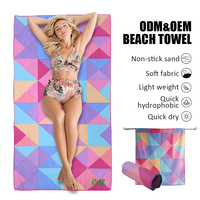 Serviette de plage en microfibre sèche, écologique, surdimensionnée, extra large, de haute qualité, impression numérique personnalisée par sublimation rapide, logo personnalisé