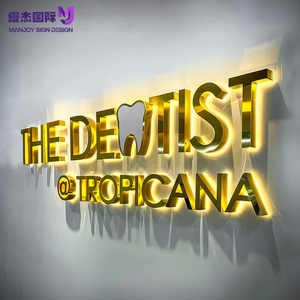 Letras Acrílicas Retroiluminadas de Acero Inoxidable Personalizadas, Acabado Espejo Electrochapado, Letrero Comercial LED, Señalización 3D Iluminada - Product Image 1