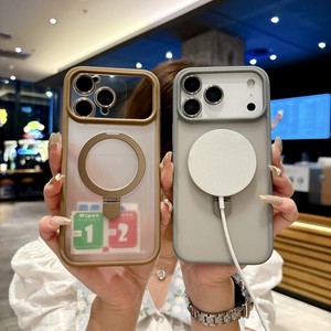 Matte Frosted Magnetic Holder Mobile phone case for iPhone 18 17 16 15 14 pro max translucence back <b>stand</b> lens Protection cover - Product Image 2