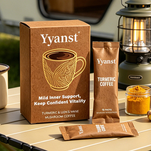 Café de Cúrcuma y Melena de León con Nutrientes Suaves, 10 Paquetes en Caja Kraft Marrón Impresa para Apoyo Vital Diario, Venta al por Mayor OEM - Product Image 3