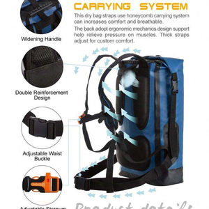 Large Capacity Dry <b>Bag</b> <b>Waterproof</b> Floating Backpack Heavy Duty PVC Lining Hiking <b>Swimming</b> Gym Rafting Camping Stream Use - Product Image 2