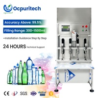 Ligne de production d'eau en bouteille commerciale, machine de remplissage de liquides en acier inoxydable à quatre buses, solution clé en main