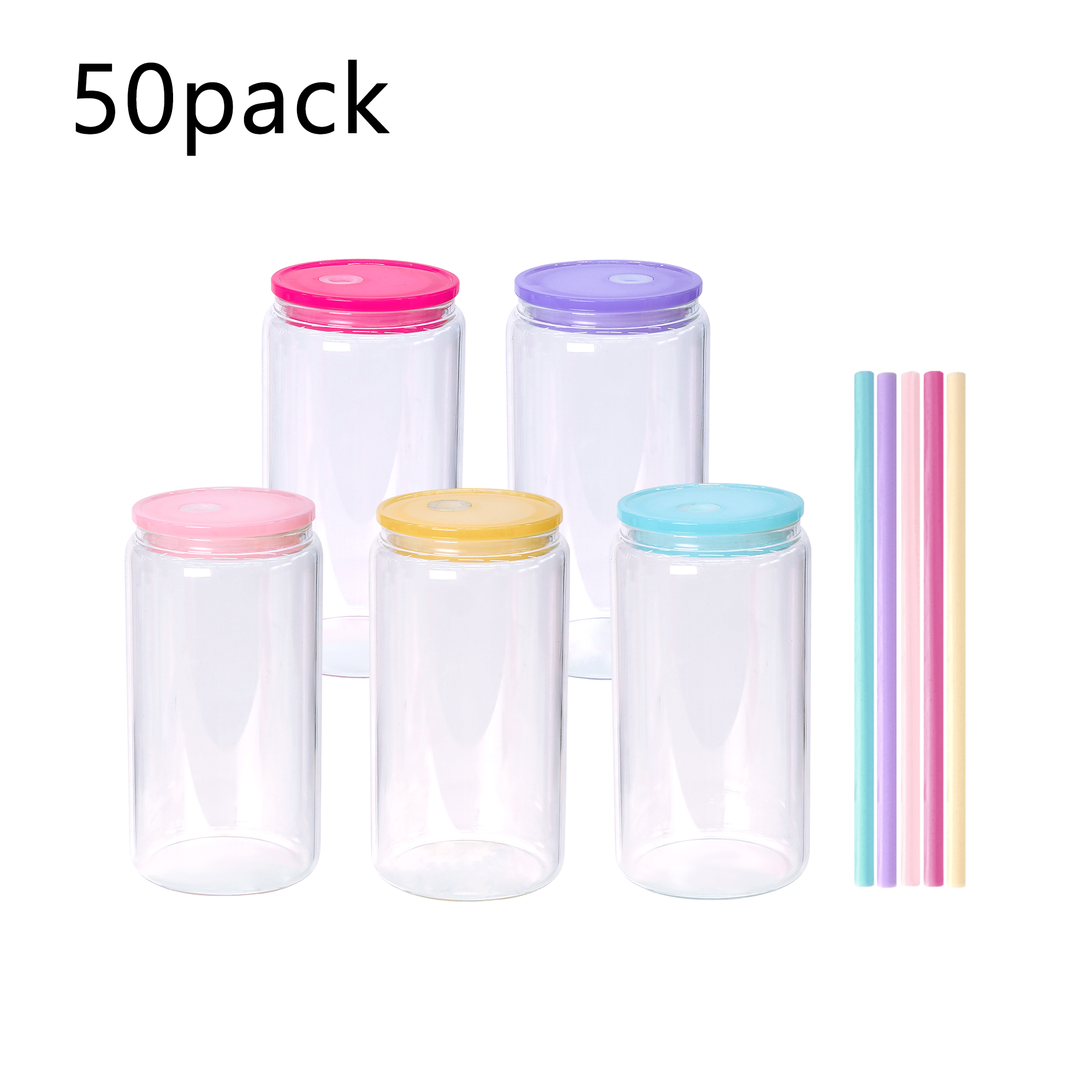 Canette en verre à paroi simple de 473 ml (16 oz) avec couvercle coloré