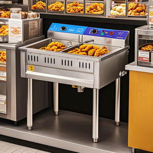 Fritadeira Elétrica Vertical Comercial em Aço Inoxidável Multifuncional com Grande Tanque de Óleo Fritadeira para Frango Frito 9000W - Product Image 6