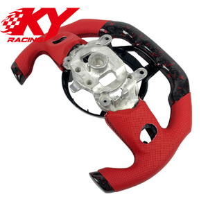 Volant de direction personnalisé en fibre de carbone forgée rouge de style sportif en forme de F1 avec cuir perforé pour Jeep Wrangler - Product Image 3