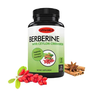 Lifeworld Botanical Extract Supplements Hydrochloride Berberine HCL Capsules Plus 1200mg Coptis Roots 10% Berberine Capsules