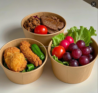 Bols à salade jetables en papier kraft biodégradable de qualité alimentaire King Garden, à paroi simple, pour usage industriel, logo personnalisable