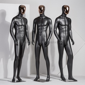 Maniquí Masculino de <span class=keywords><strong>Cuerpo</strong></span> Completo para Escaparate, con Acabado Cromado, en Posición de Pie o Sentado, Maniquíes de <span class=keywords><strong>Hombre</strong></span> en Negro Mate - Product Image 3