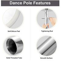 Barra de Pole Dance Profesional para Ejercicio en Casa, Barra Giratoria Portátil Desmontable de Acero Dorado para Fiestas y Clubes