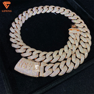 Rosé<span class=keywords><strong>gold</strong></span> 925 Sterling Silber Benutzer definierte kubanische Glieder kette 20mm Vvs Moissan ite Diamond Ice Halskette Herren Hip Hop Fine Chains Halsketten - Product Image 3