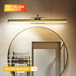 Modern <b>Gold</b> LED Bathroom <b>Mirror</b> Wall Light Aluminum Alloy <b>Rectangular</b> Vanity Fixture Warm White 3500K Dimmable Surface Mounted - Product Image 2