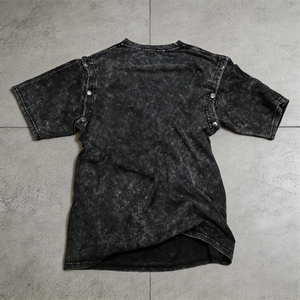 Camiseta Personalizada con Lavado Ácido, Camiseta Negra Oversize con Efecto Tie-Dye para Hombre, Manga Corta, Cuello Redondo, Estilo Urbano, Top de Algodón - Product Image 2