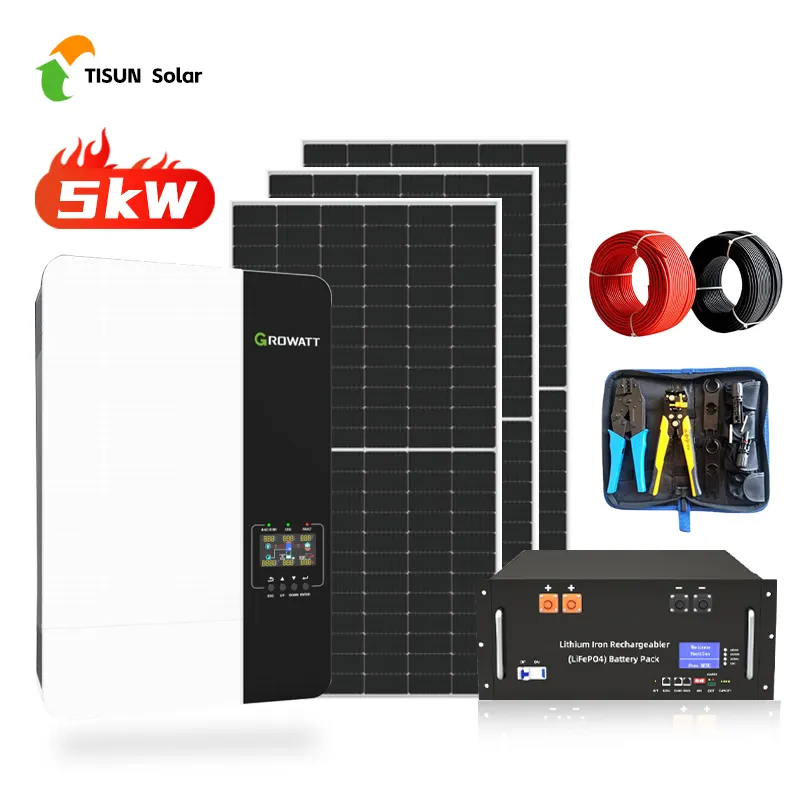 Tisun 5 Kw Off Grid Solar Power System Full Solar Set 10Kw Solar Panel System For Home Use