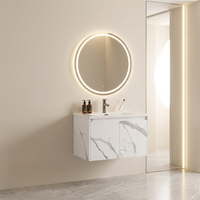 Meuble-lavabo de salle de bain suspendu au mur design marbré Lavabo de salle de bain rectangulaire en céramique avec meuble sous-vasque