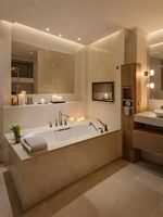 Espejo de Baño con TV de 27 Pulgadas, Impermeable, Antivaho, IP65, Sistema Android, Personalizado para Hoteles de Lujo Estándar Hyatt