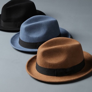 Automne 2023 printemps hiver laine feutrage taille unique CAMO marron Panama fourrure feutre Western Jazz hommes Fedora chapeaux avec ensemble ruban - Product Image 1