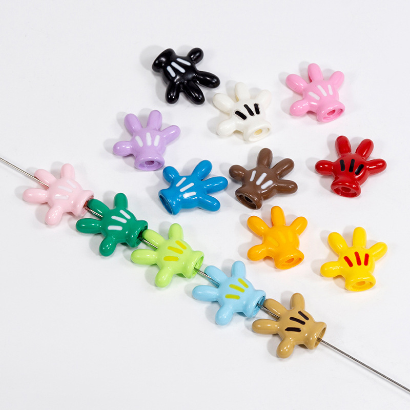 Fashion Acrylic Bead <strong>Mickey</strong> <strong>Mouse</strong> Cartoon Hand Shape Loose Beads Color Diy Bracelet Mobile Phone Chain <strong>Accessories</strong> Wholesale