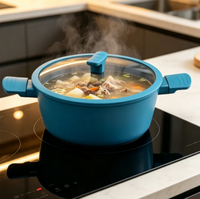 Ensemble de 12 ustensiles de cuisine en aluminium avec revêtement céramique antiadhésif, poignées en bakélite, comprenant poêle et marmite