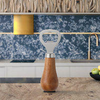 WELLFLYER Ouvre-bouteille de bière en métal de style moderne personnalisé avec manche en bois de BEOP-303 vente chaude