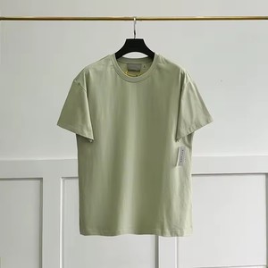 Camiseta de algodón de manga corta con cuello redondo para hombre, de color liso, ajuste regular, estilo casual, tejido de punto, teñido liso. - Product Image 3